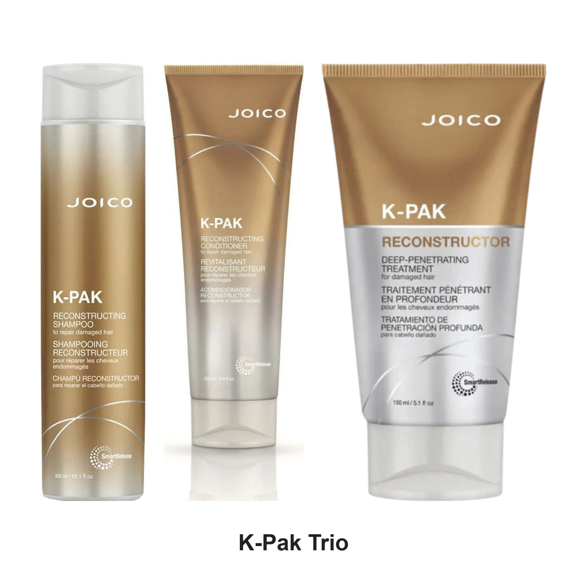 Joico - K-Pak Reconstruct Shampoo, Conditioner & Reconstructor Trio Bundle – bundle contents: K-Pak Reconstruct Shampoo 300ml, K-Pak Reconstructing Conditioner 250ml, K-Pak Reconstructor 150ml