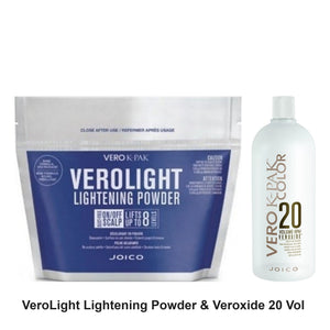Joico - VeroLight Lightening Powder & Veroxide 20 Vol Developer Duo Bundle – bundle contents: VeroLight Lightening Powder 900g, Vero K-PAK Veroxide 20 Vol (6%) 950ml