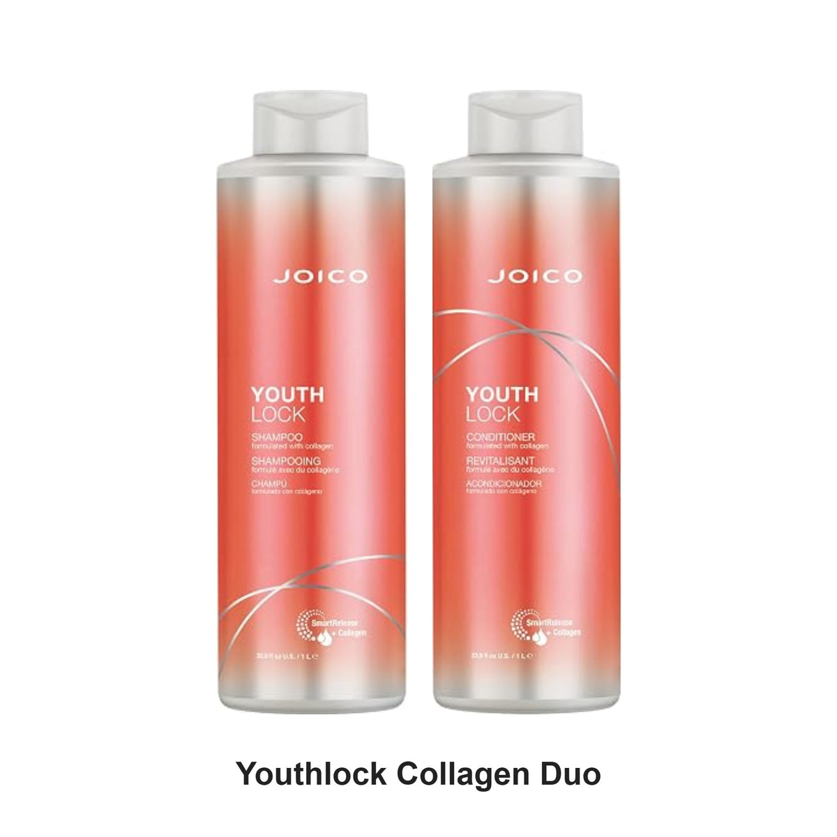 Joico - Youthlock Collagen Shampoo & Conditioner Duo 1000ml Bundle – bundle contents: Youthlock Collagen Shampoo 1000ml, Youthlock Collagen Conditioner 1000ml