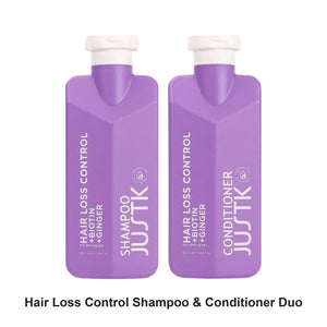 JustK - Hair Loss Control Shampoo & Conditioner Duo Bundle – bundle contents: Hair Loss Control Biotin & Ginger Shampoo 300ml, Hair Loss Control Biotin & Ginger Conditioner 300ml