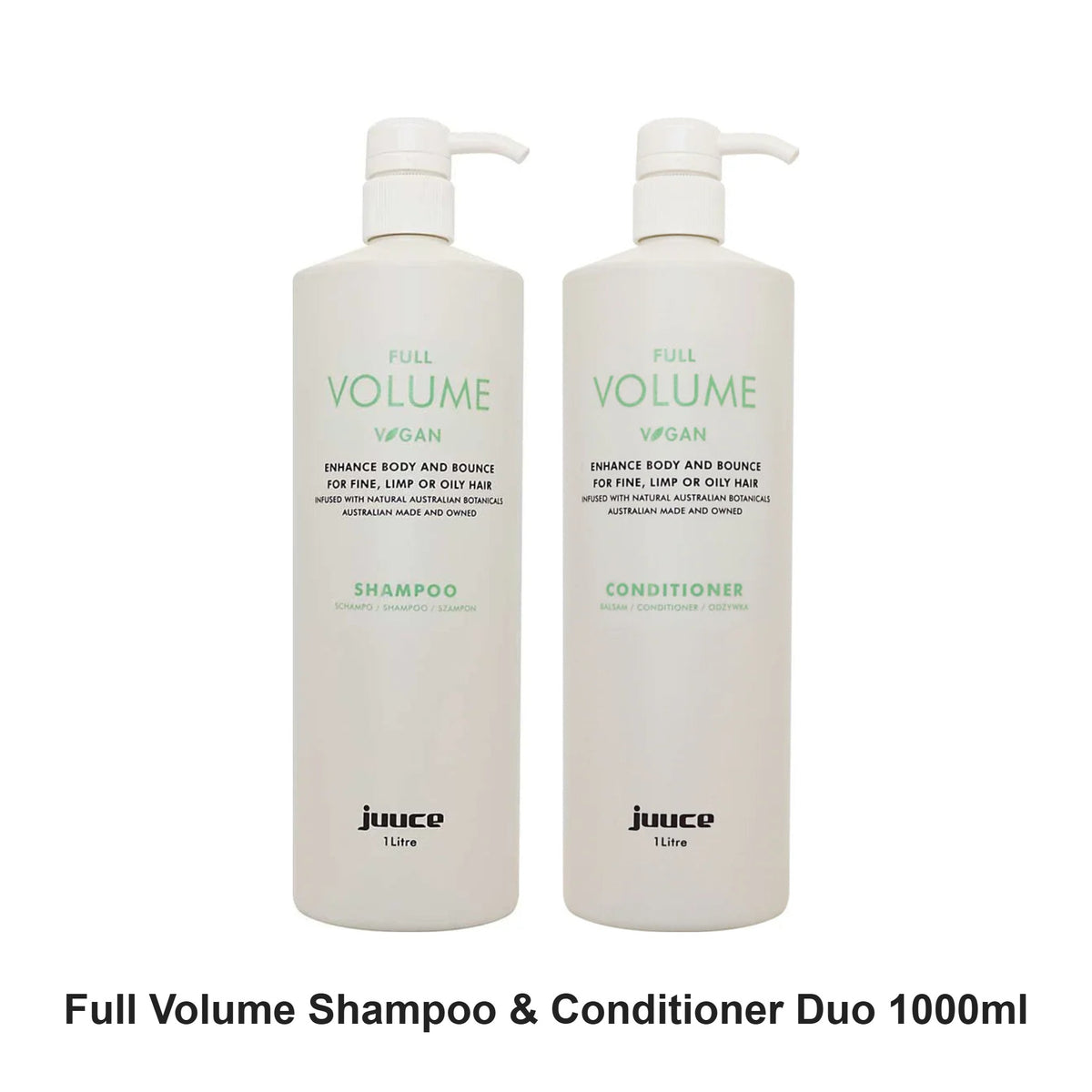 Juuce - Full Volume Shampoo & Conditioner Duo 1000ml Bundle – bundle contents: Full Volume Shampoo 1000ml, Full Volume Conditioner 1000ml