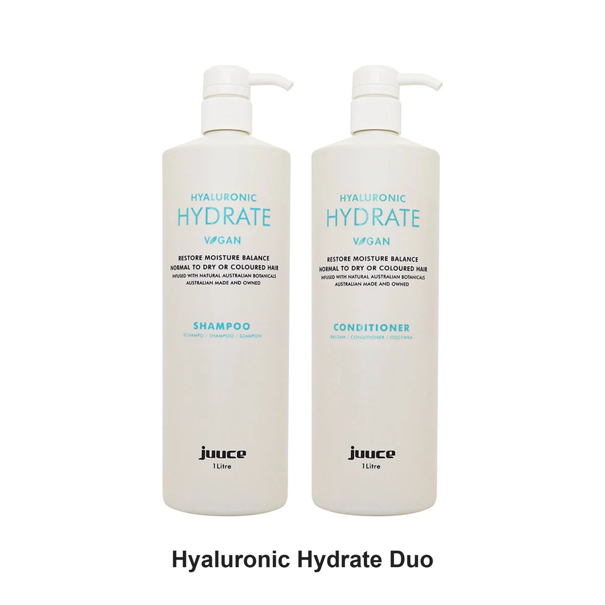 Juuce - Hyaluronic Hydrate Shampoo & Conditioner Duo 1000ml Bundle – bundle contents: Hyaluronic Hydrate Shampoo 1000ml, Hyaluronic Hydrate Conditioner 1000ml