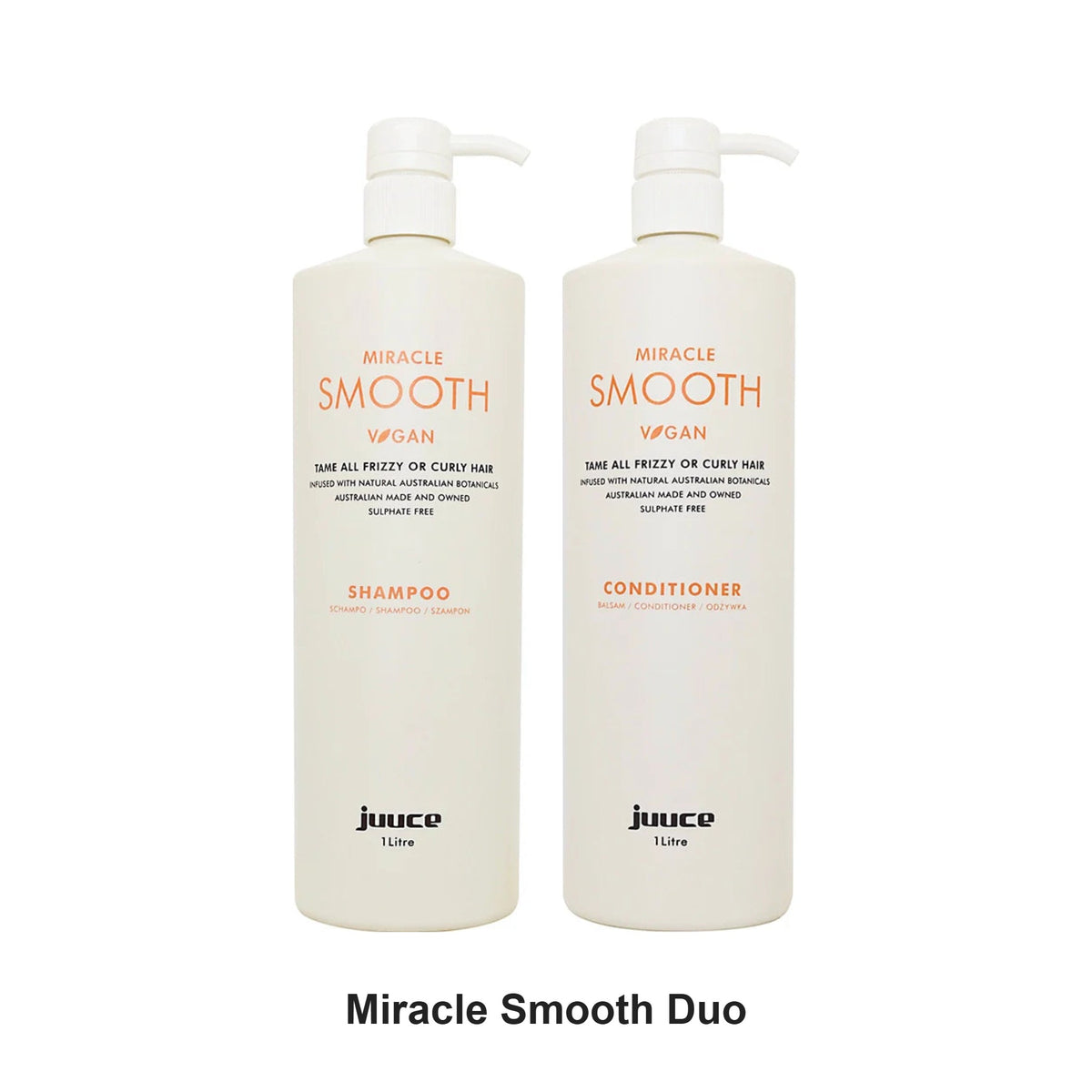 Juuce - Miracle Smooth Shampoo & Conditioner Duo 1000ml Bundle – bundle contents: Miracle Smooth Shampoo 1000ml, Miracle Smooth Conditioner 1000ml