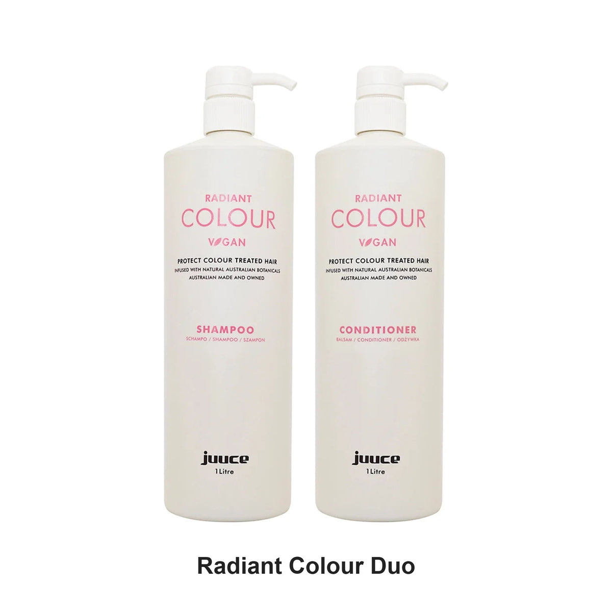 Juuce - Radiant Colour Shampoo & Conditioner Duo 1000ml Bundle – bundle contents: Radiant Colour Shampoo 1000ml, Radiant Colour Conditioner 1000ml
