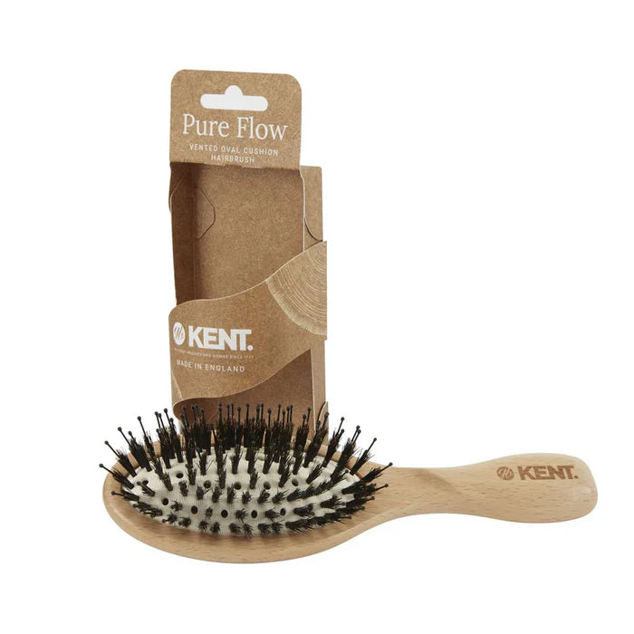 Kent - Pure Flow Vented Oval Cushion Bristle Nylon Mix Hairbrush