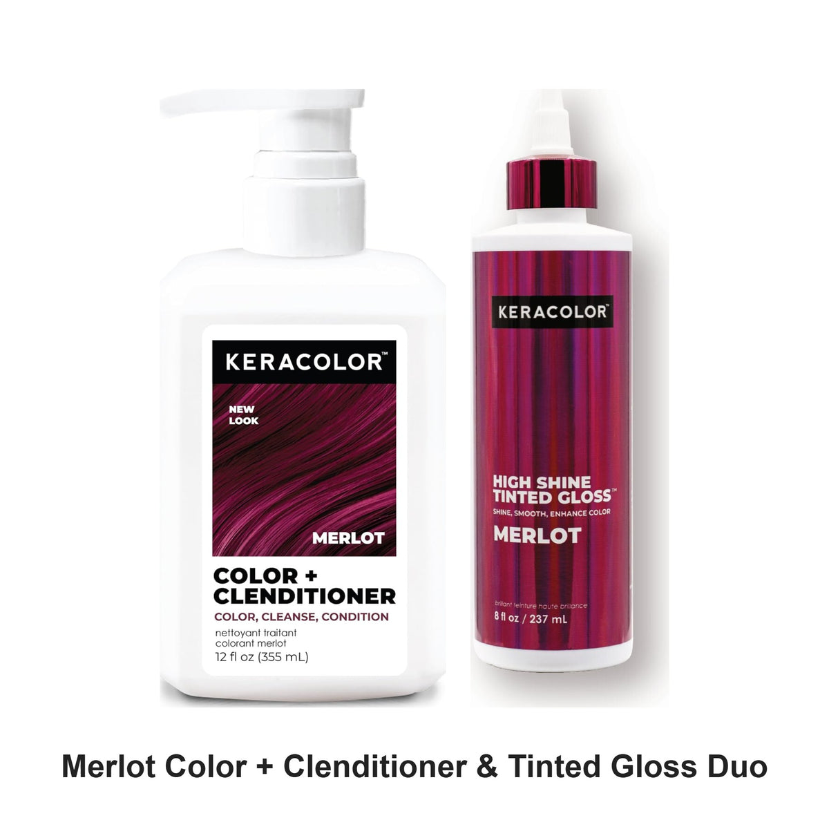 Keracolor - Merlot Color + Clenditioner & Tinted Gloss Duo Bundle – bundle contents: Color + Clenditioner Merlot 355ml, High Shine Tinted Gloss Merlot 237ml