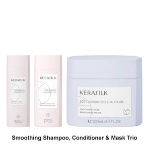 Kerasilk - Smoothing Shampoo, Conditioner & Mask Trio Bundle – bundle contents: Smoothing Shampoo 250ml, Smoothing Conditioner 200ml, Smoothing Mask 200ml