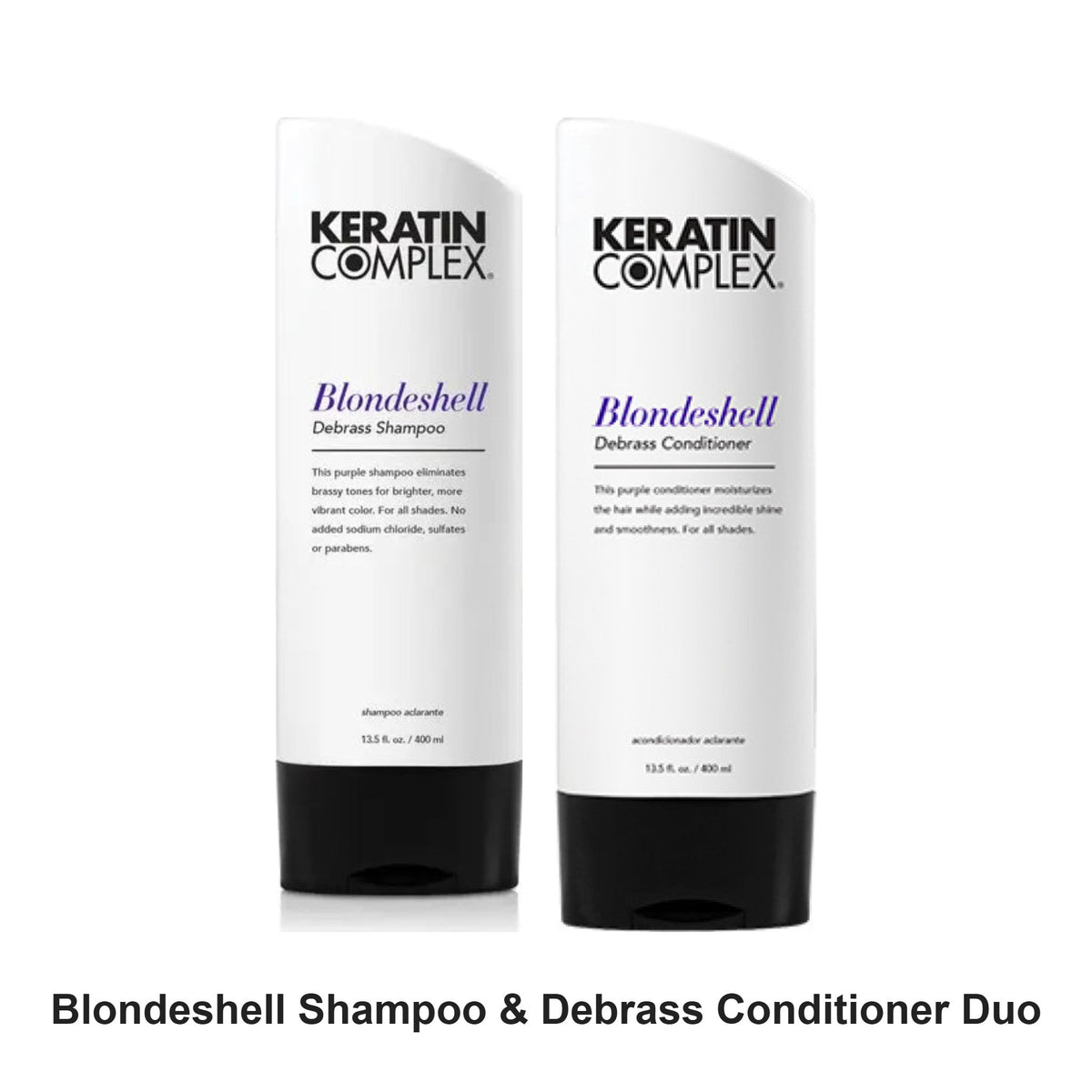 Keratin Complex - Blondeshell Shampoo & Debrass Conditioner Duo Bundle – bundle contents: Blondeshell Shampoo 400ml, Blondeshell Debrass Conditioner 400ml