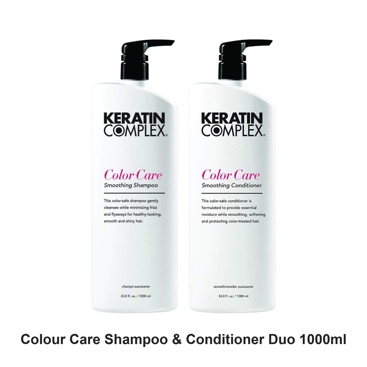 Keratin Complex - Colour Care Shampoo & Conditioner Duo 1000ml Bundle – bundle contents: Colour Care Shampoo 1000ml, Colour Care Conditioner 1000ml