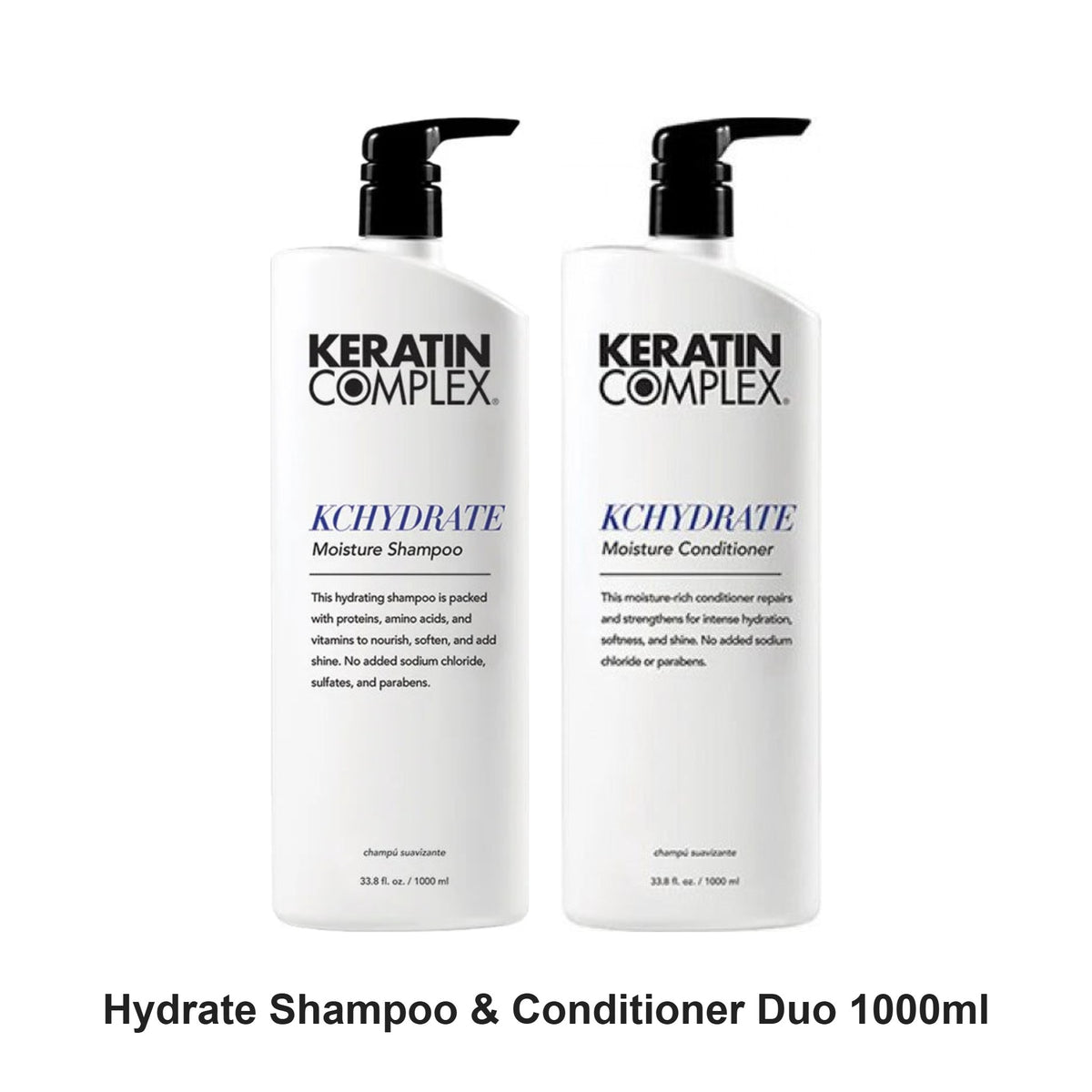 Keratin Complex - Hydrate Shampoo & Conditioner Duo 1000ml Bundle – bundle contents: Hydrate Shampoo 1000ml, Hydrate Conditioner 1000ml