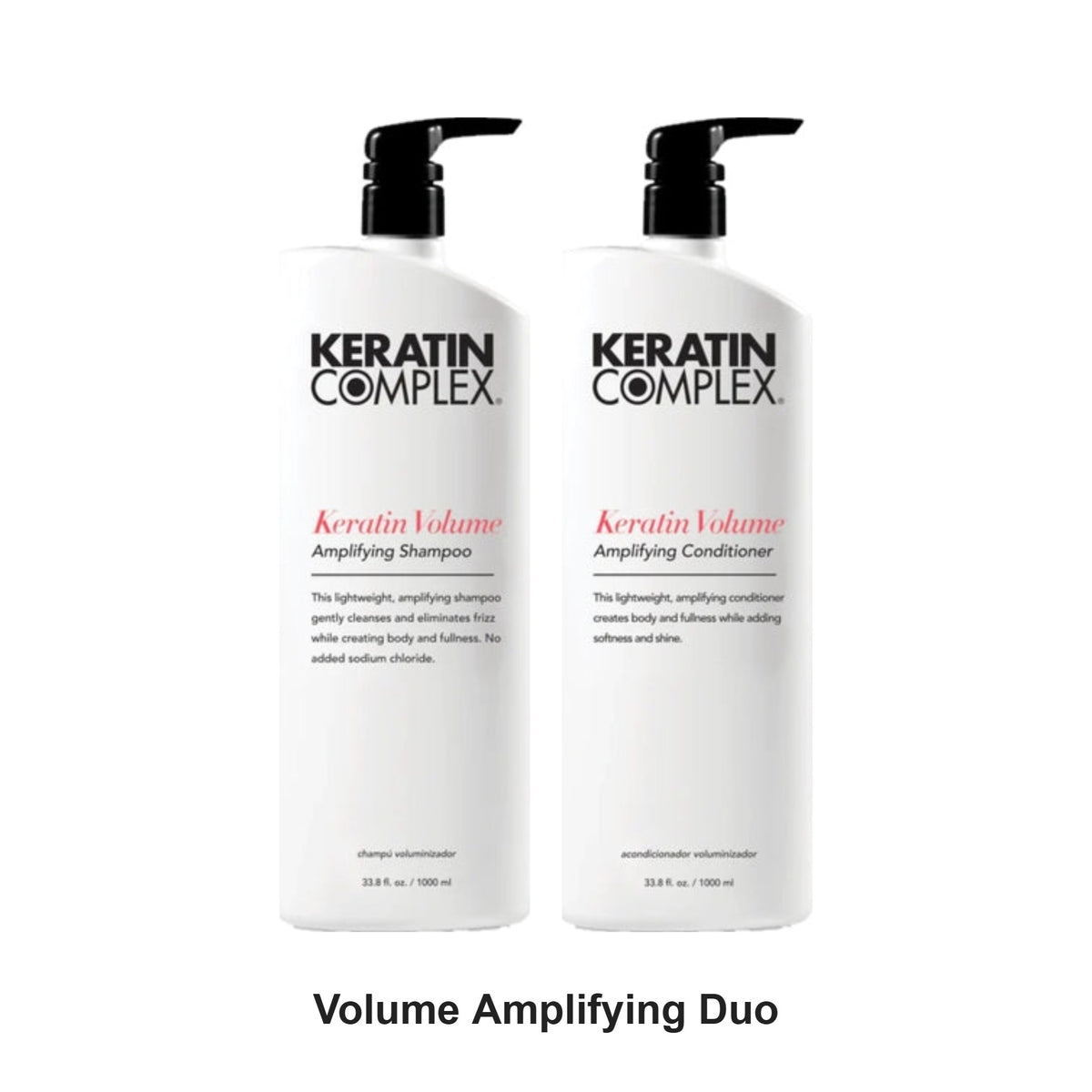 Keratin Complex - Volume Amplifying Shampoo & Conditioner Duo 1000ml Bundle – bundle contents: Volume Amplifying Shampoo 1000ml, Volume Amplifying Conditioner 1000ml