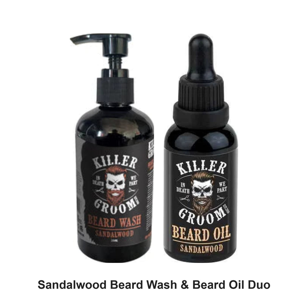 Killer Groom - Sandalwood Beard Wash & Beard Oil Duo Bundle – bundle contents: Beard Wash Sandalwood 250ml, Beard Oil Sandalwood 30g