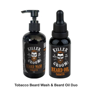 Killer Groom - Tobacco Beard Wash & Beard Oil Duo Bundle – bundle contents: Beard Wash Tobacco 250ml, Beard Oil Tobacco 30g