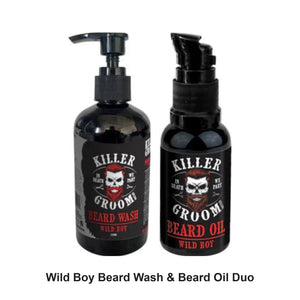 Killer Groom - Wild Boy Beard Wash & Beard Oil Duo Bundle – bundle contents: Beard Wash Wild Boy 250ml, Beard Oil Wild Boy 30g