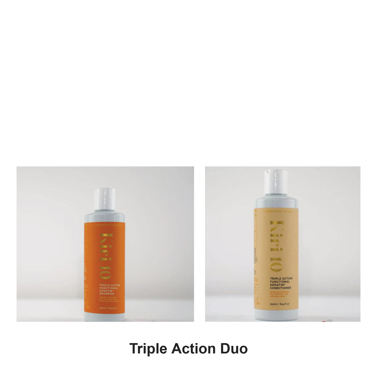 Kiri 10 - Triple Action Keratin Shampoo & Conditioner Duo Bundle – bundle contents: Triple Action Functional Keratin Shampoo 250ml, Triple Action Functional Keratin Conditioner 250ml