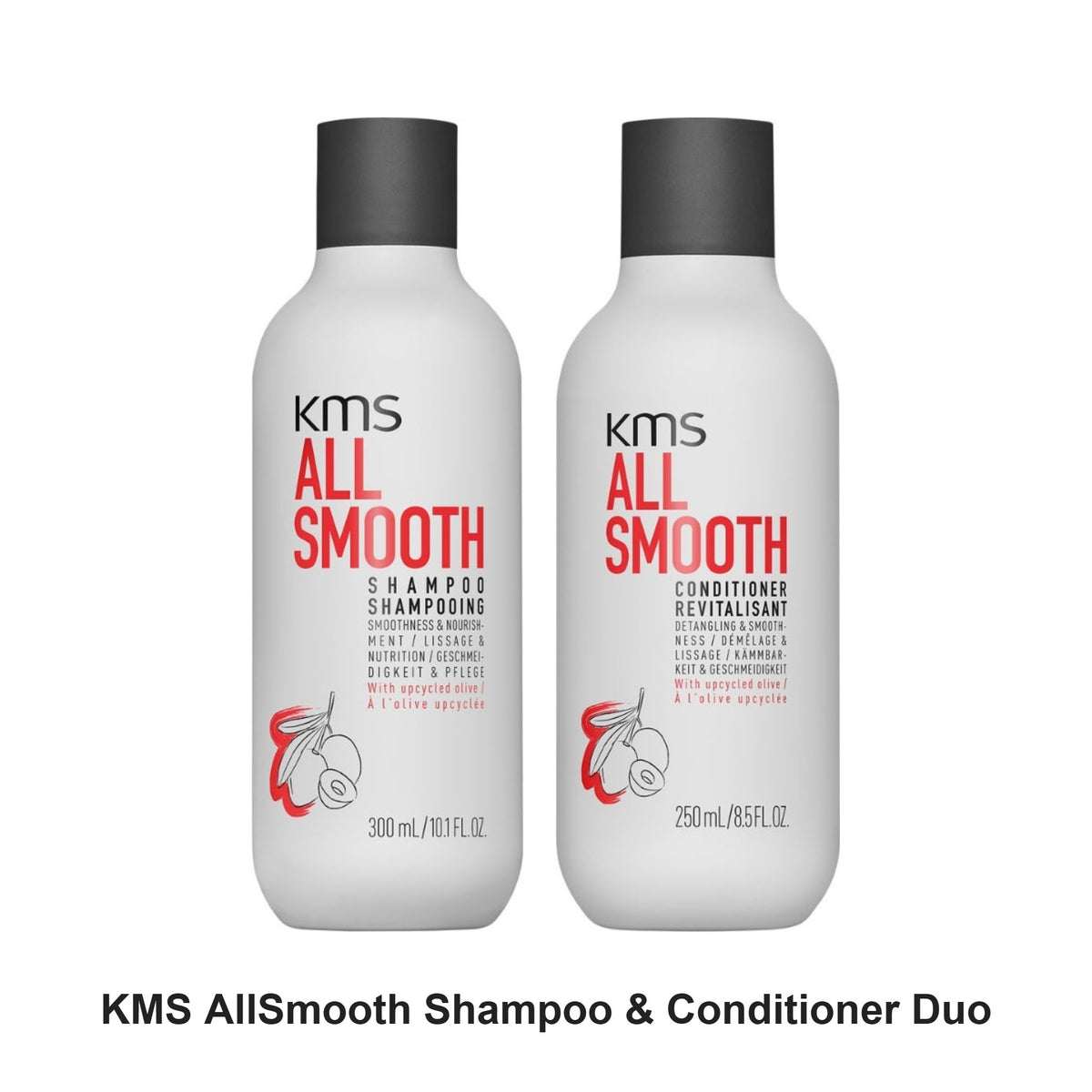 KMS - AllSmooth Shampoo & Conditioner Duo Bundle – bundle contents: AllSmooth Shampoo 300ml, AllSmooth Conditioner 250ml