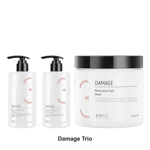 KOBO Professional - Damage Shampoo, Conditioner & Restorative Mask Trio Bundle – bundle contents: Damage Moisture Repair Shampoo 320ml, Damage Moisture Repair Conditioner 320ml, Damage Restorative Hair Mask 450ml