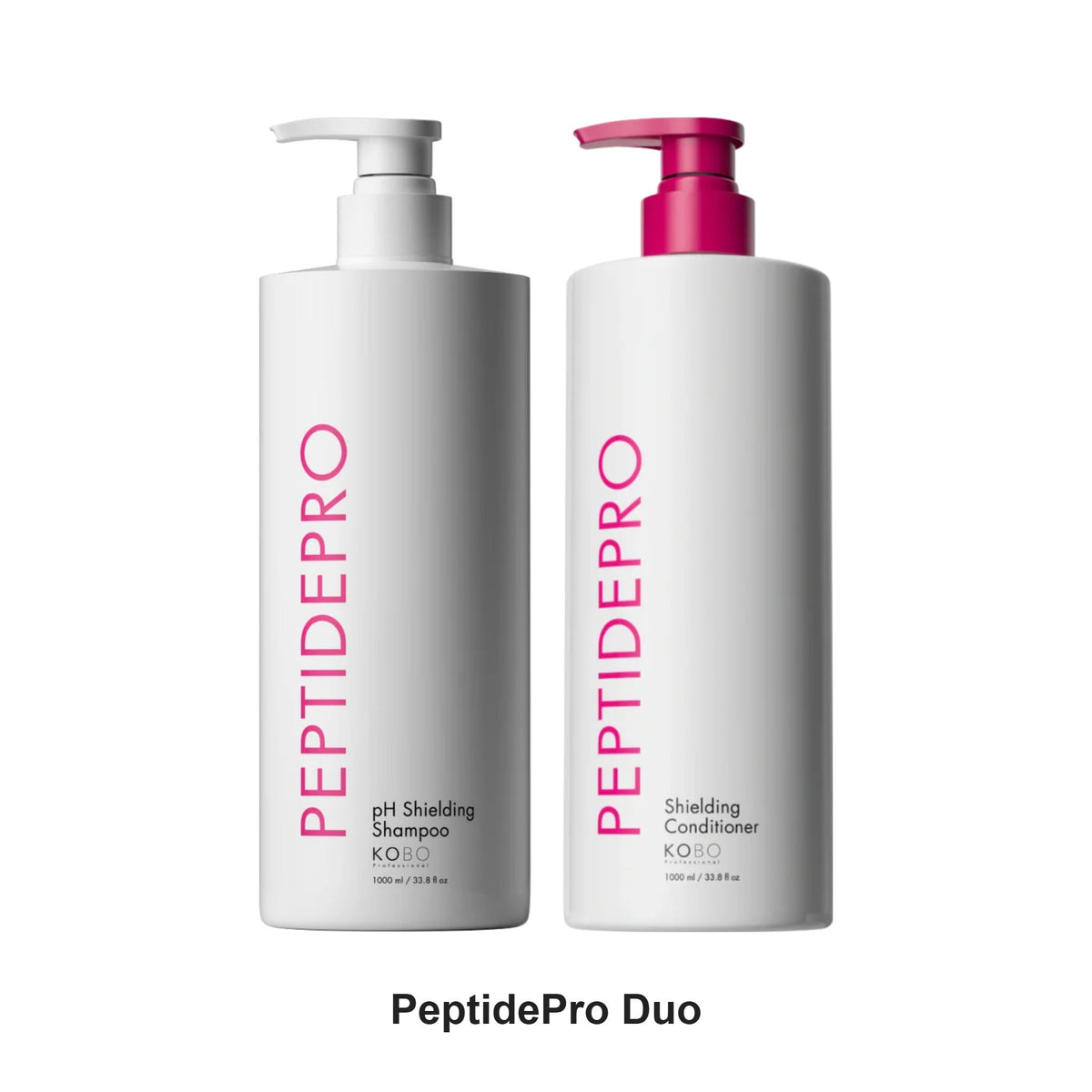 KOBO Professional - PeptidePro Shielding Shampoo & Conditioner Duo 1000ml Bundle – bundle contents: PeptidePro PH Shielding Shampoo 1000ml, PeptidePro Shielding Conditioner 1000ml