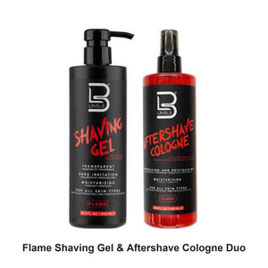 L3VEL3 - Flame Shaving Gel & Aftershave Cologne Duo Bundle – bundle contents: Shaving Gel Flame 500ml, Aftershave Cologne Flame 400ml