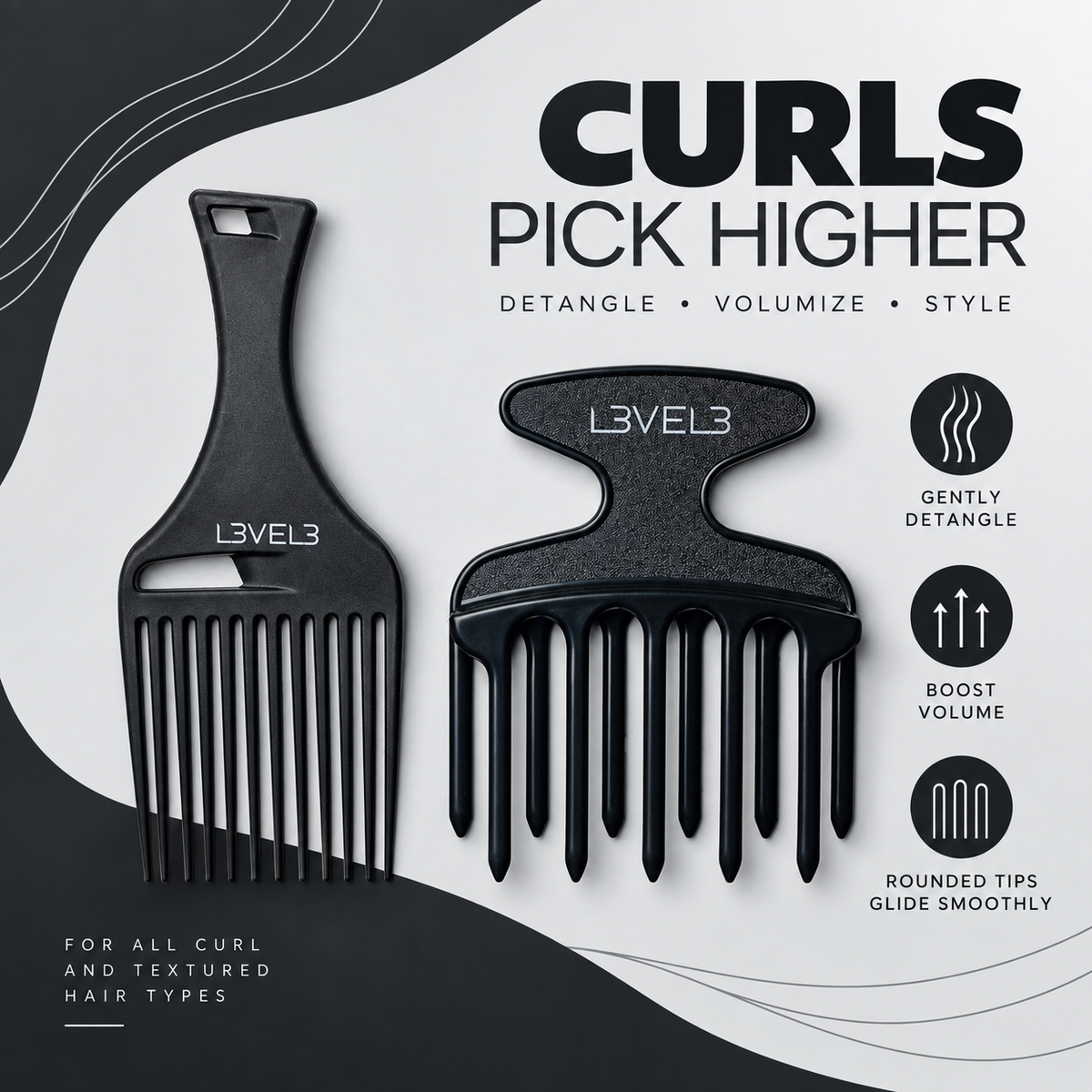 L3VEL3 Hair Pick Comb Set benefits