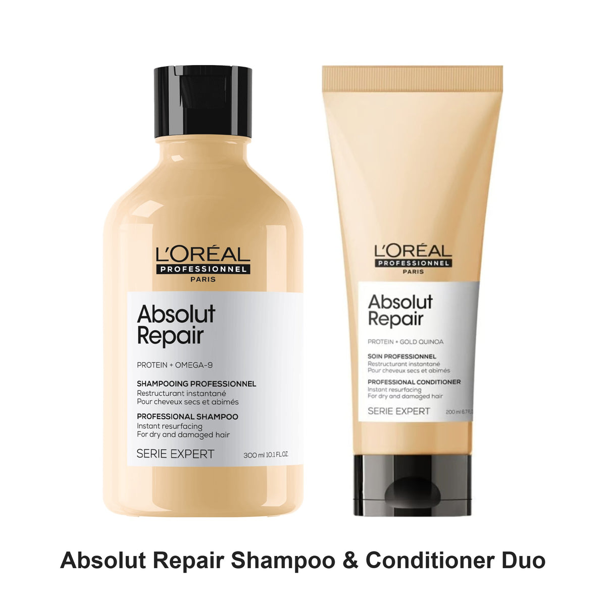L'Oreal Professionnel - Absolut Repair Shampoo & Conditioner Duo Bundle – bundle contents: Absolut Repair Shampoo 300ml, Absolut Repair Conditioner 200ml