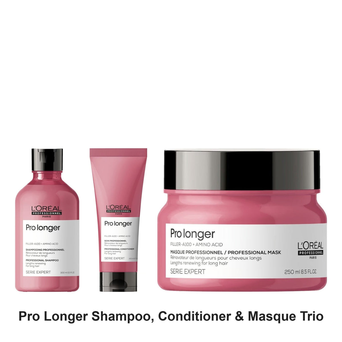 L'Oreal Professionnel - Pro Longer Shampoo, Conditioner & Masque Trio Bundle – bundle contents: Pro Longer Shampoo 300ml, Pro Longer Conditioner 200ml, Pro Longer Masque 250ml