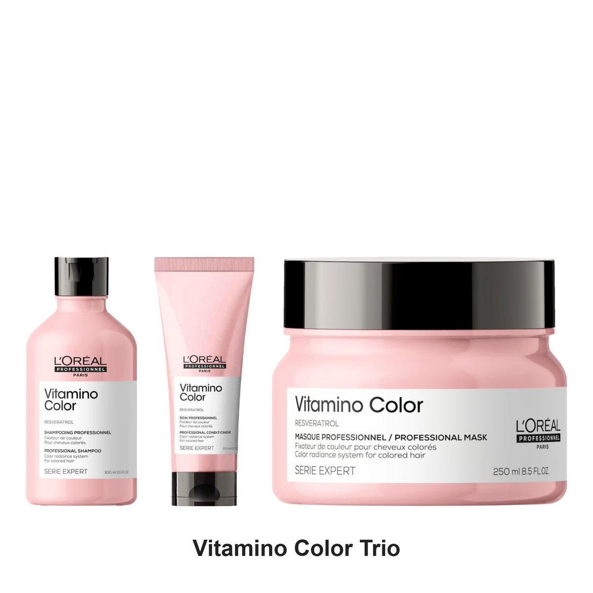 L'Oreal Professionnel - Vitamino Color Shampoo, Conditioner & Masque Trio Bundle – bundle contents: Vitamino Color Shampoo 300ml, Vitamino Color Conditioner 200ml, Vitamino Color Masque 250ml