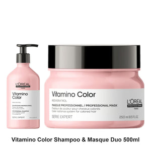 L'Oreal Professionnel - Vitamino Color Shampoo & Masque Duo 500ml Bundle – bundle contents: Vitamino Color Shampoo 500ml, Vitamino Color Masque 500ml