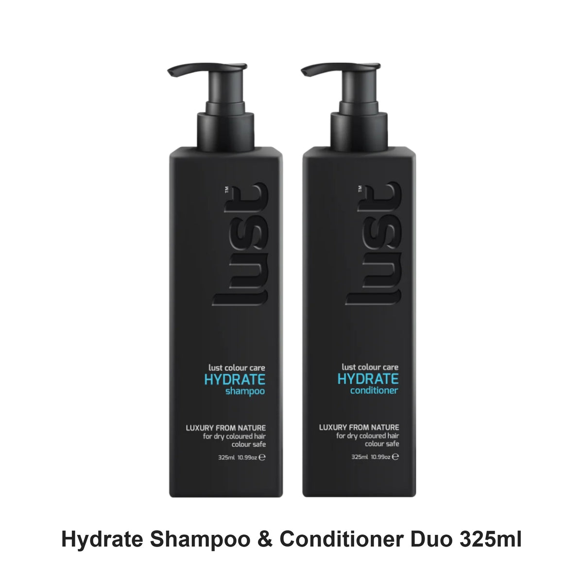 Lust - Hydrate Shampoo & Conditioner Duo 325ml Bundle – bundle contents: Hydrate Shampoo 325ml, Hydrate Conditioner 325ml