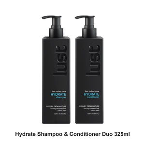 Lust - Hydrate Shampoo & Conditioner Duo 325ml Bundle – bundle contents: Hydrate Shampoo 325ml, Hydrate Conditioner 325ml