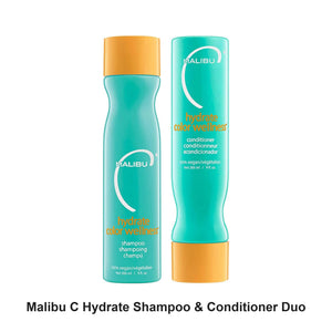 Malibu C - Hydrate Shampoo & Conditioner Duo Bundle – bundle contents: Hydrate Shampoo 266ml, Hydrate Conditioner 266ml