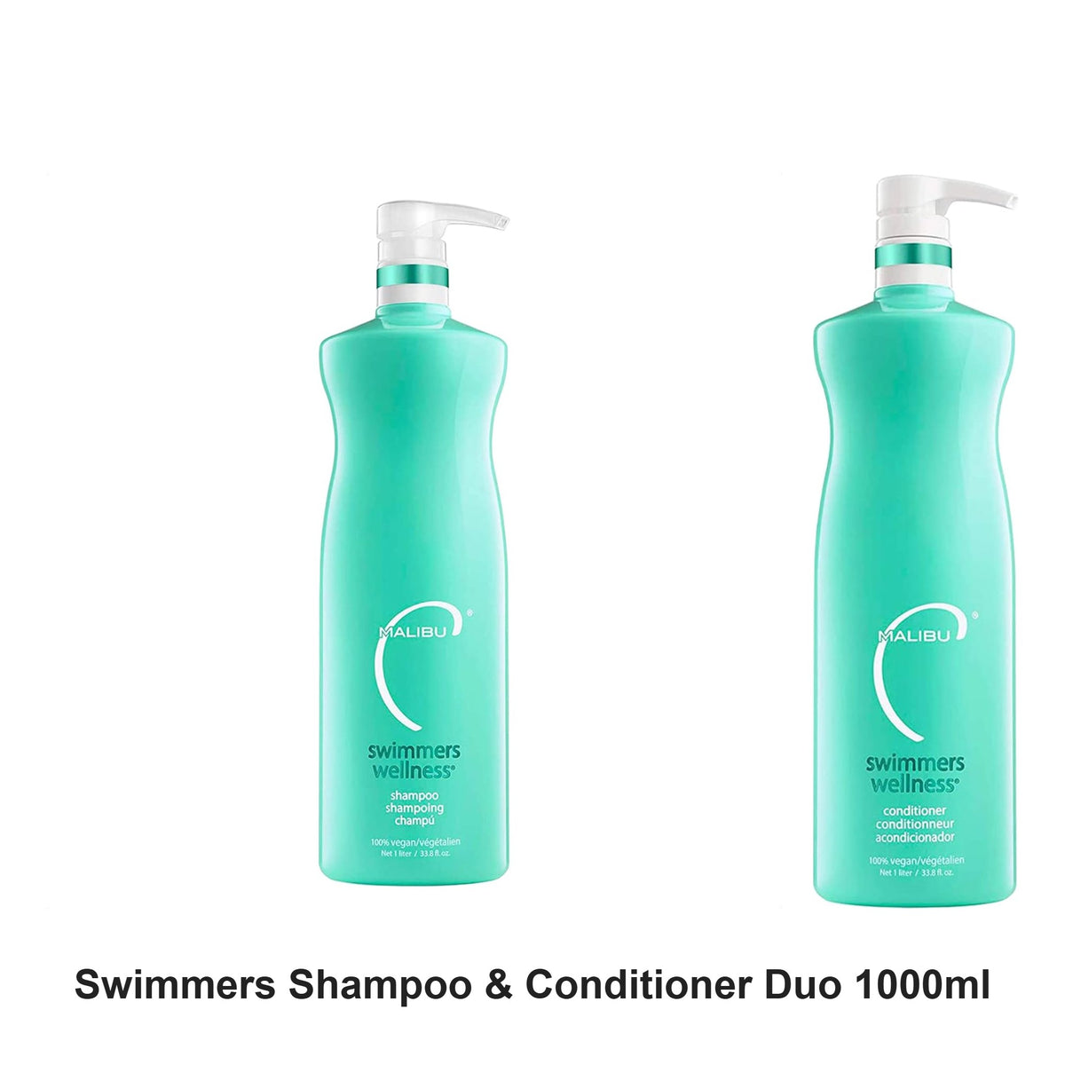 Malibu C - Swimmers Shampoo & Conditioner Duo 1000ml Bundle – bundle contents: Swimmers Shampoo 1000ml, Swimmers Conditioner 1000ml