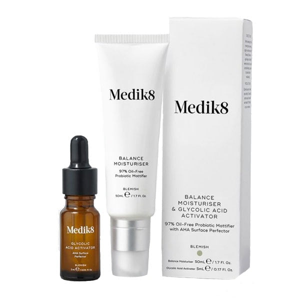 Medik8 - Balance Moisturiser 50ml with Glycolic Acid Activator 10ml – front of pack