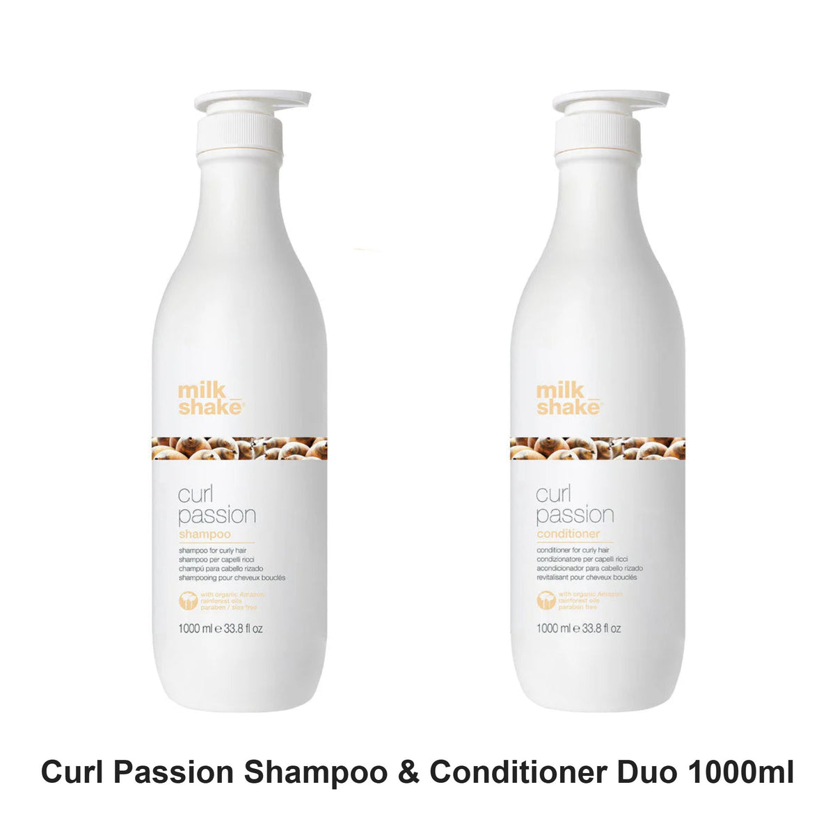 Milk Shake - Curl Passion Shampoo & Conditioner Duo 1000ml Bundle – bundle contents: Curl Passion Shampoo 1000ml, Curl Passion Conditioner 1000ml