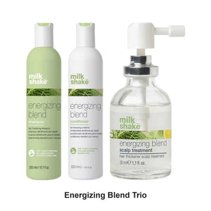 Milk Shake - Energizing Blend Shampoo, Conditioner & Treatment Trio Bundle – bundle contents: Energizing Blend Shampoo 300ml, Energizing Blend Conditioner 300ml, Energizing Blend Treatment 30ml