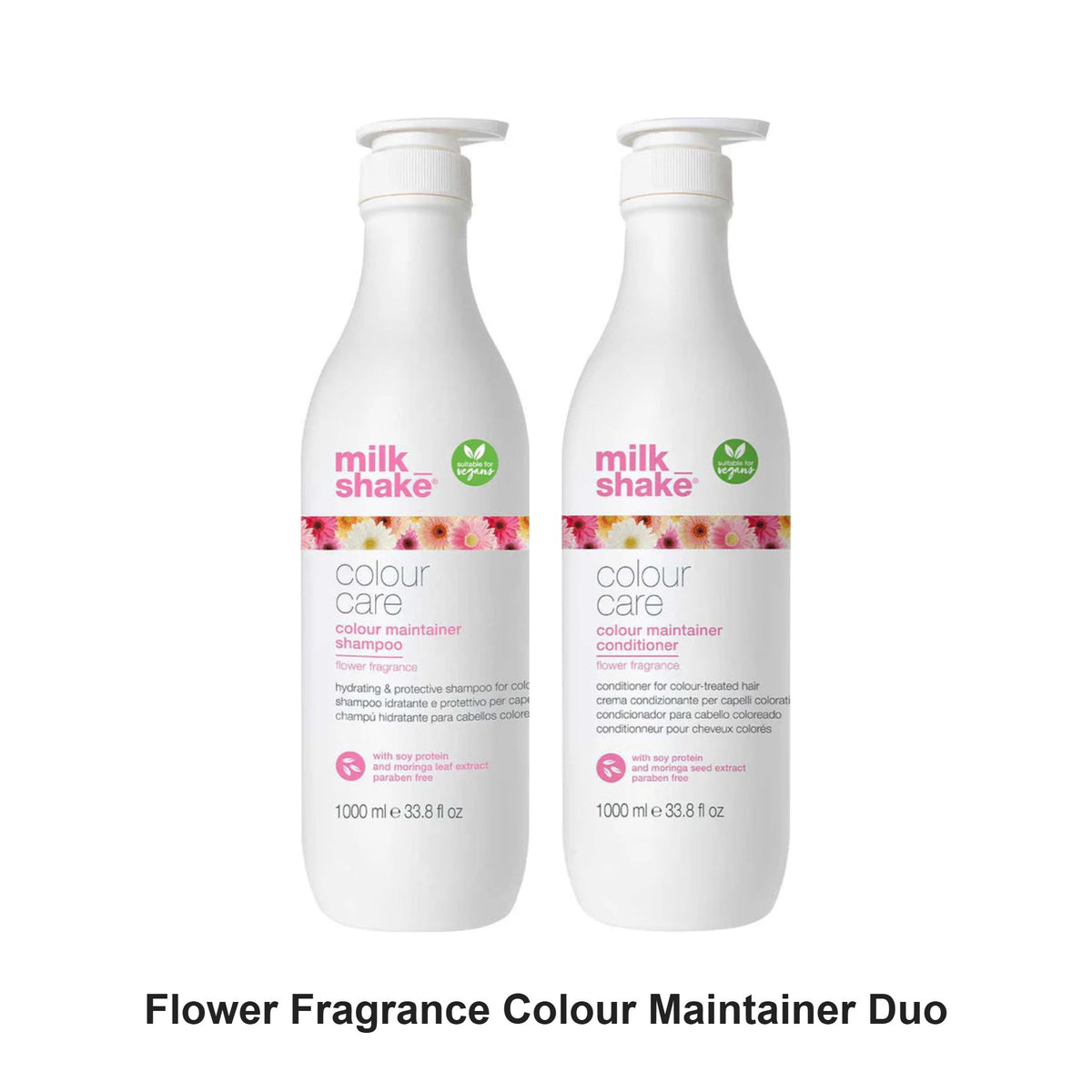 Milk Shake - Flower Fragrance Colour Maintainer Shampoo & Conditioner Duo 1000ml Bundle – bundle contents: Flower Fragrance Colour Maintainer Shampoo 1000ml, Flower Fragrance Colour Maintainer Conditioner 1000ml