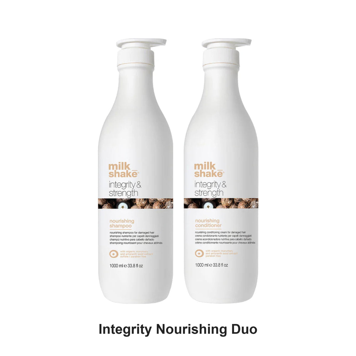 Milk Shake - Integrity Nourishing Shampoo & Conditioner Duo 1000ml Bundle – bundle contents: Integrity Nourishing Shampoo 1000ml, Integrity Nourishing Conditioner 1000ml