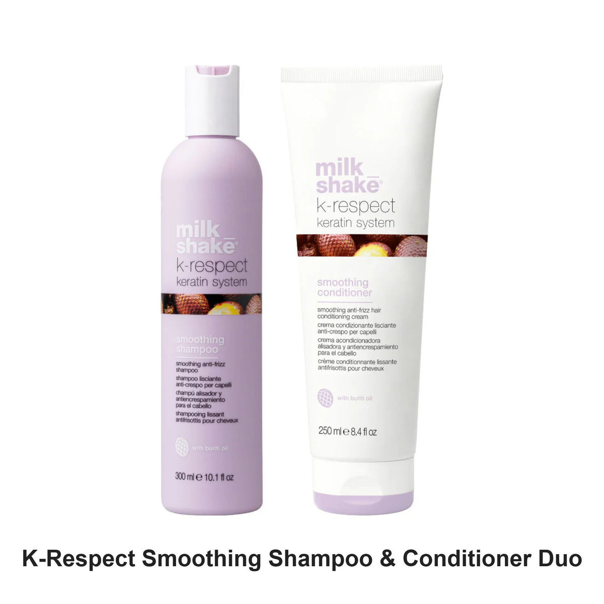 Milk Shake - K-Respect Smoothing Shampoo & Conditioner Duo Bundle – bundle contents: K-Respect Smoothing Shampoo 300ml, K-Respect Smoothing Conditioner 250ml