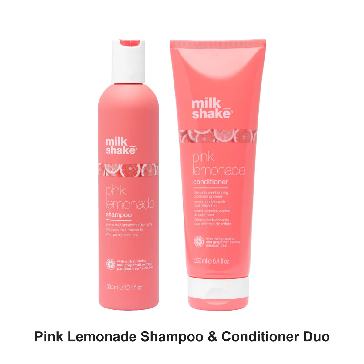 Milk Shake - Pink Lemonade Shampoo & Conditioner Duo Bundle – bundle contents: Pink Lemonade Shampoo 300ml, Pink Lemonade Conditioner 250ml