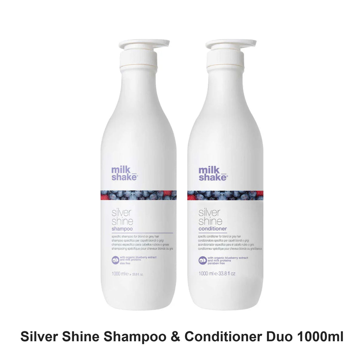 Milk Shake - Silver Shine Shampoo & Conditioner Duo 1000ml Bundle – bundle contents: Silver Shine Shampoo 1000ml, Silver Shine Conditioner 1000ml