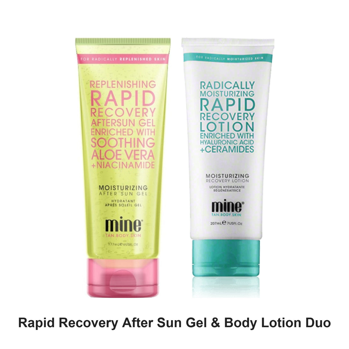 Mine Tan - Rapid Recovery After Sun Gel & Body Lotion Duo Bundle – bundle contents: Rapid Recovery After Sun Gel 177ml, Rapid Recovery Body Lotion 207ml
