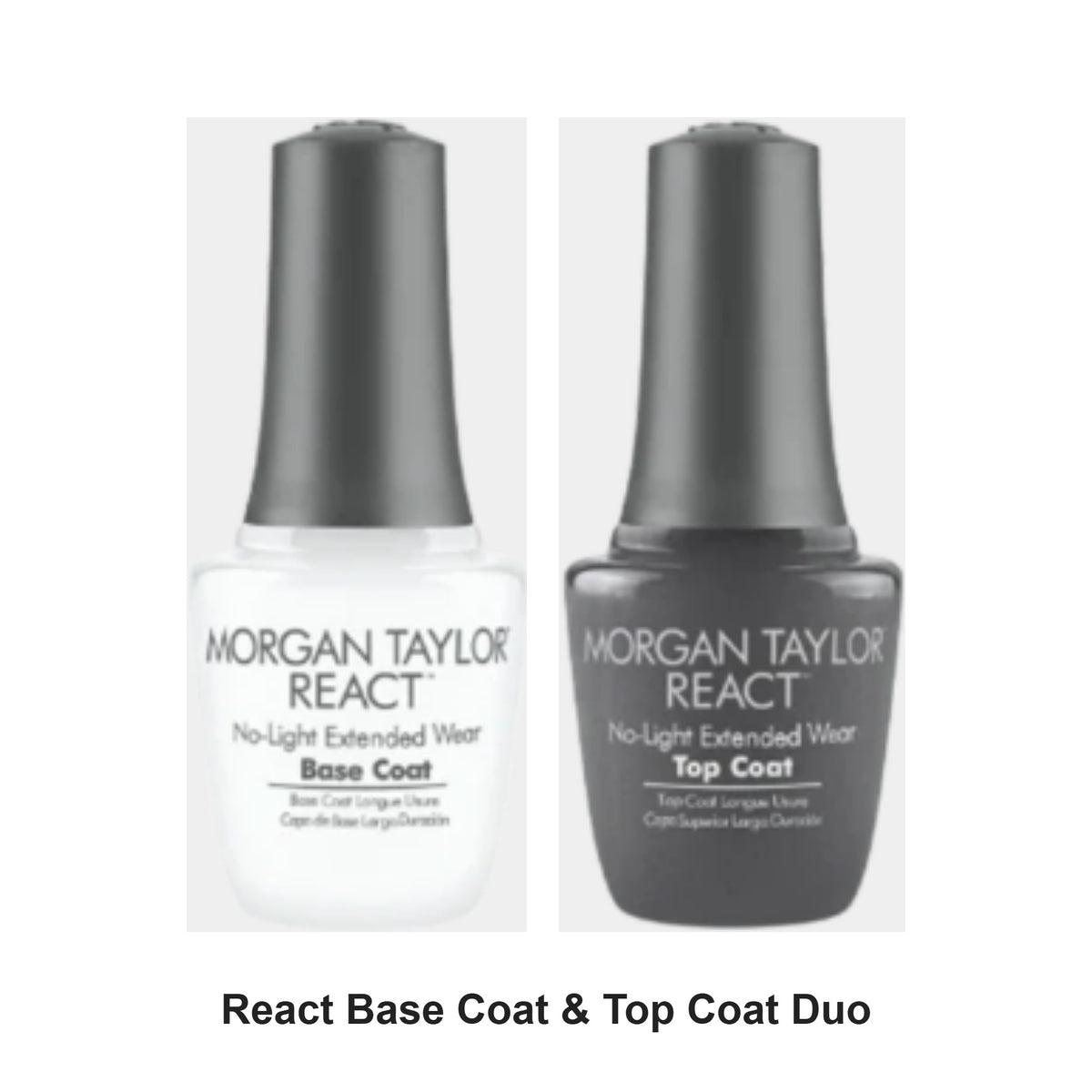 Morgan Taylor - React Base Coat & Top Coat Duo Bundle – bundle contents: React Base Coat 15ml, React Top Coat 15ml