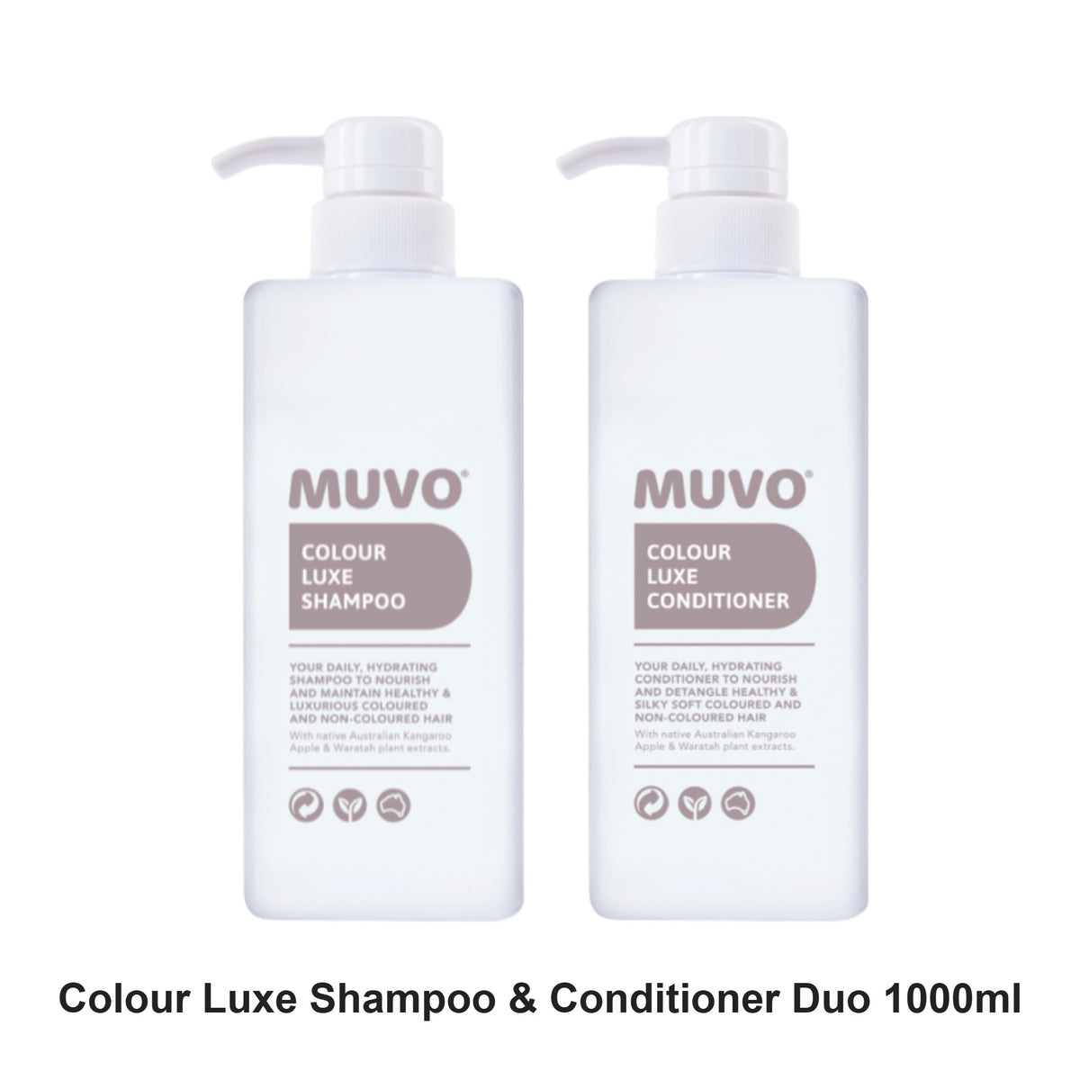 Muvo - Colour Luxe Shampoo & Conditioner Duo 1000ml Bundle – bundle contents: Colour Luxe Shampoo 1000ml, Colour Luxe Conditioner 1000ml