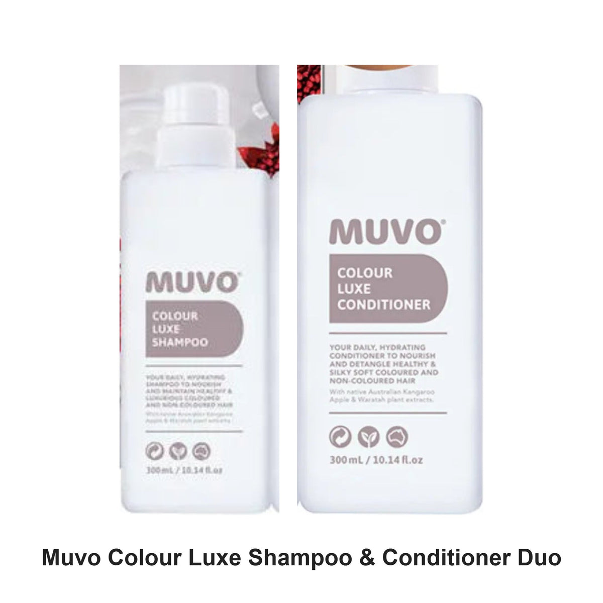 Muvo - Colour Luxe Shampoo & Conditioner Duo Bundle – bundle contents: Colour Luxe Shampoo 300ml, Colour Luxe Conditioner 300ml