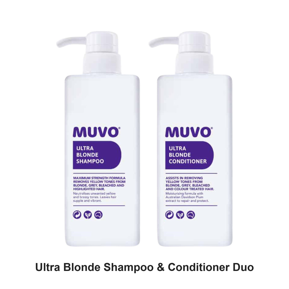 Muvo - Ultra Blonde Shampoo & Conditioner Duo Bundle – bundle contents: Ultra Blonde Shampoo 300ml, Ultra Blonde Conditioner 300ml