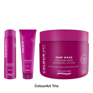 Natural Look - ColourArt Shampoo, Conditioner & Deep Mask Trio Bundle – bundle contents: ColourArt Shampoo 375ml, ColourArt Conditioner 300ml, ColourArt Deep Mask 400ml