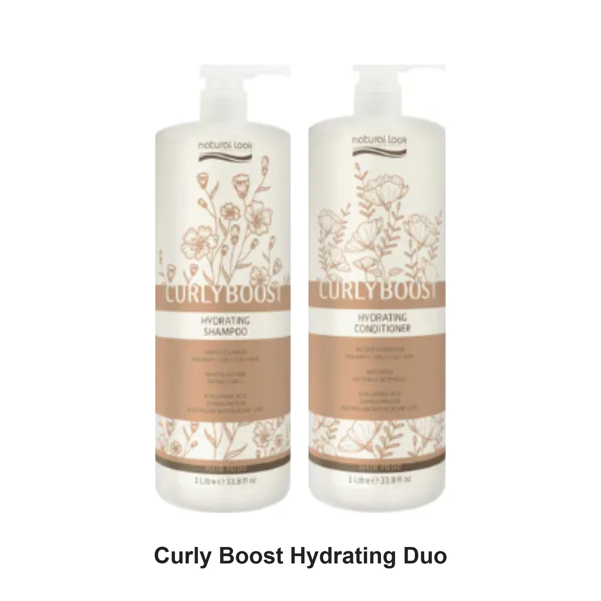 Natural Look - Curly Boost Hydrating Shampoo & Conditioner Duo 1L Bundle – bundle contents: Curly Boost Hydrating Shampoo 1L, Curly Boost Hydrating Conditioner 1L