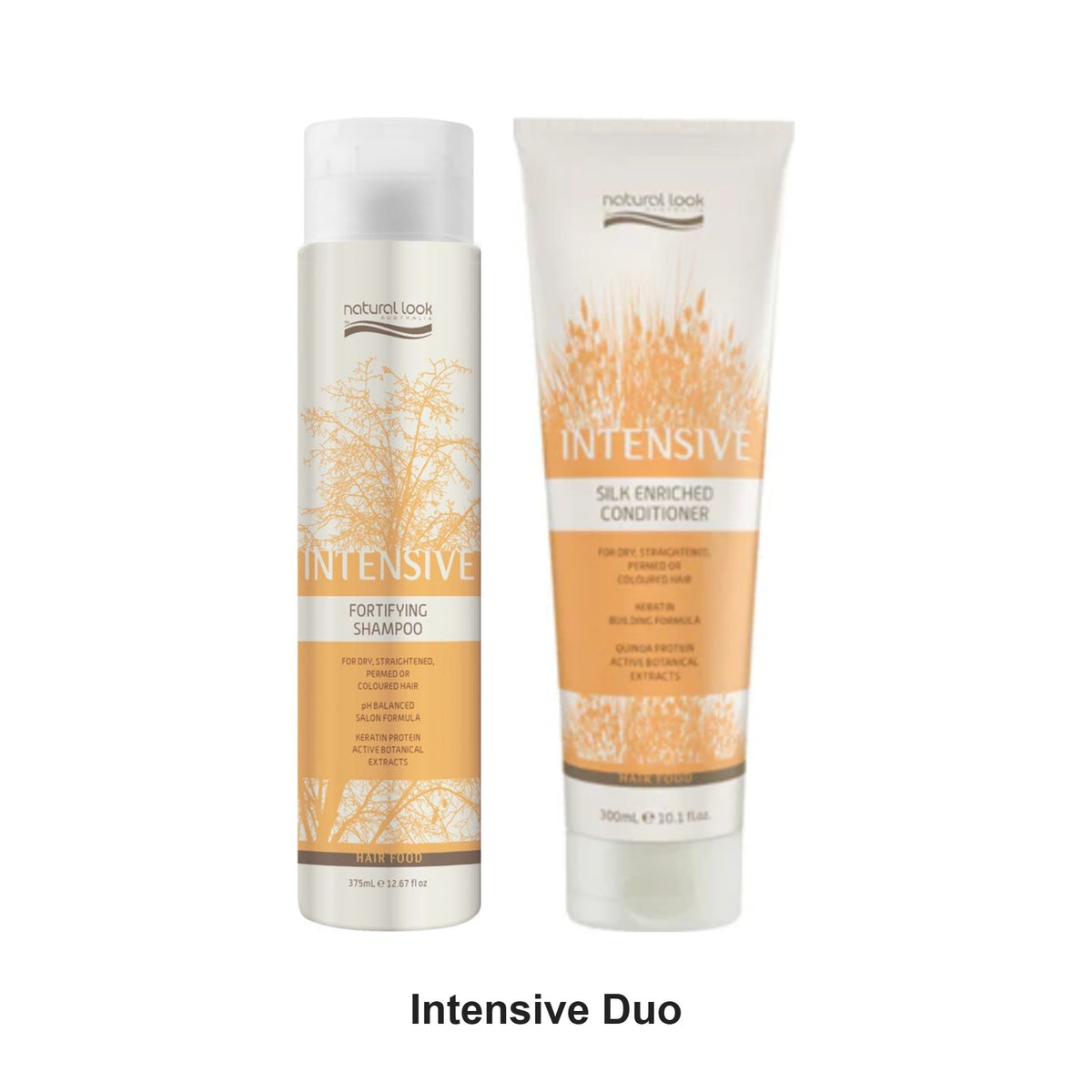 Natural Look - Intensive Fortifying Shampoo & Silk Enriched Conditioner Duo Bundle – bundle contents: Intensive Fortifying Shampoo 375ml, Intensive Silk Enriched Conditioner 375ml