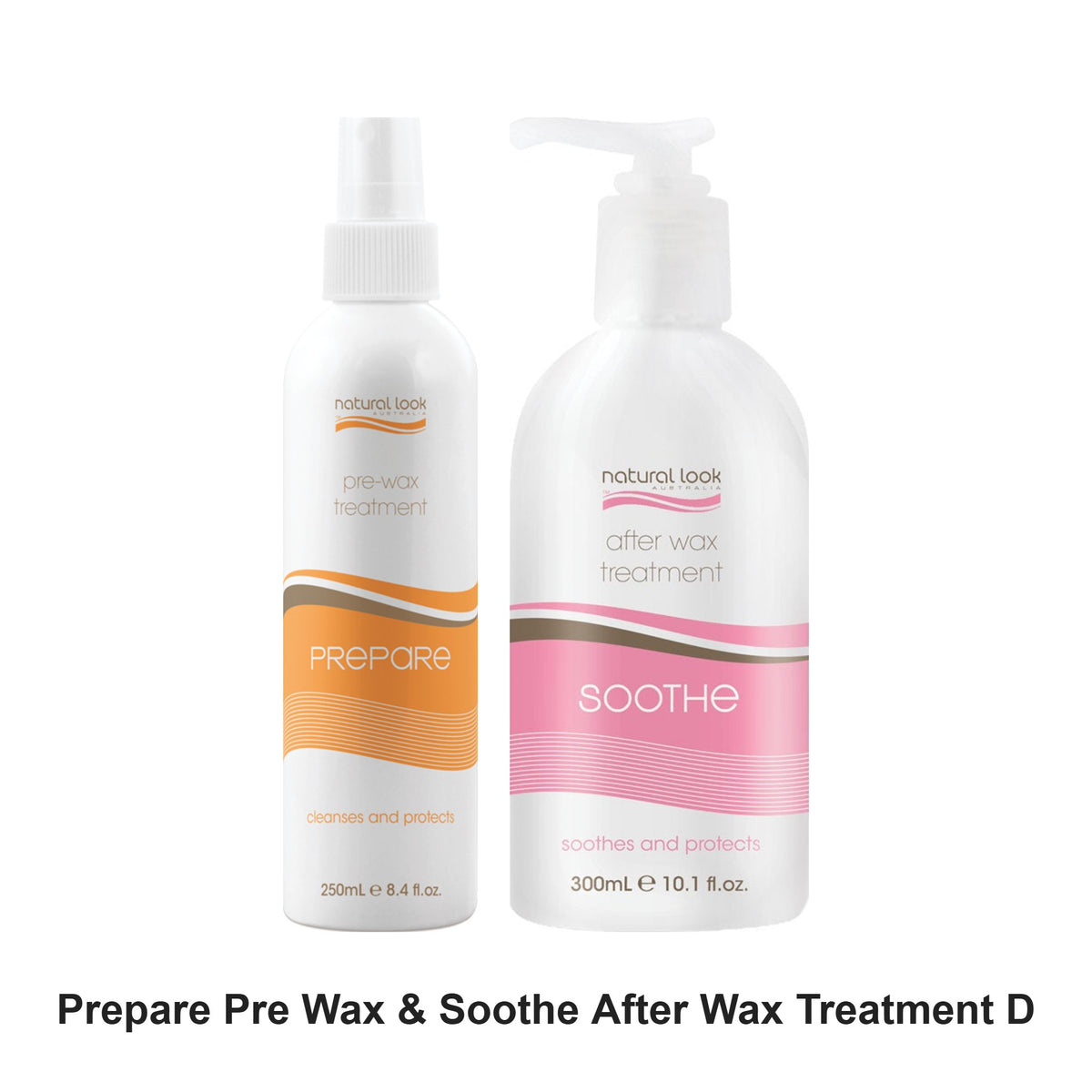 Natural Look - Prepare Pre Wax & Soothe After Wax Treatment Duo Bundle – bundle contents: Prepare Pre Wax Treatment 250ml, Soothe After Wax Treatment 300ml