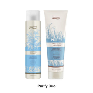 Natural Look - Purify Clarifying Shampoo & Hair & Scalp Conditioner Duo Bundle – bundle contents: Purify Clarifying Shampoo 375ml, Purify Hair & Scalp Conditioner 300ml